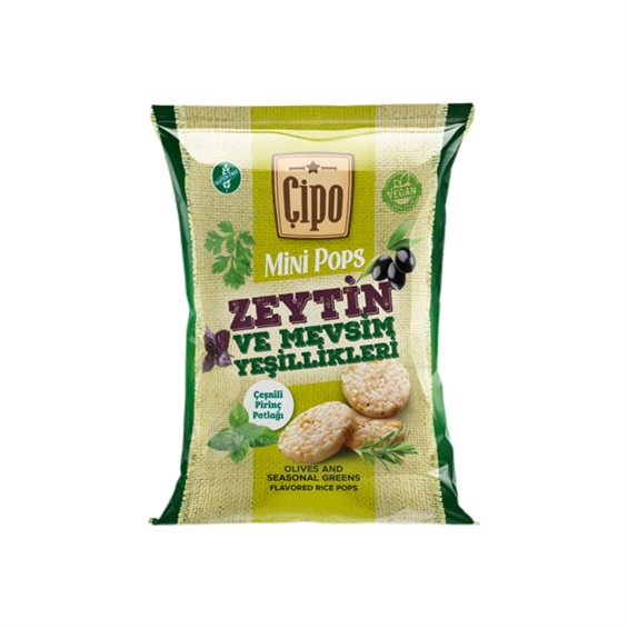 Çipo Mini Pops Zeytin ve Mevsim Yeşillikleri Pirinç Patlağı 50 Gr
